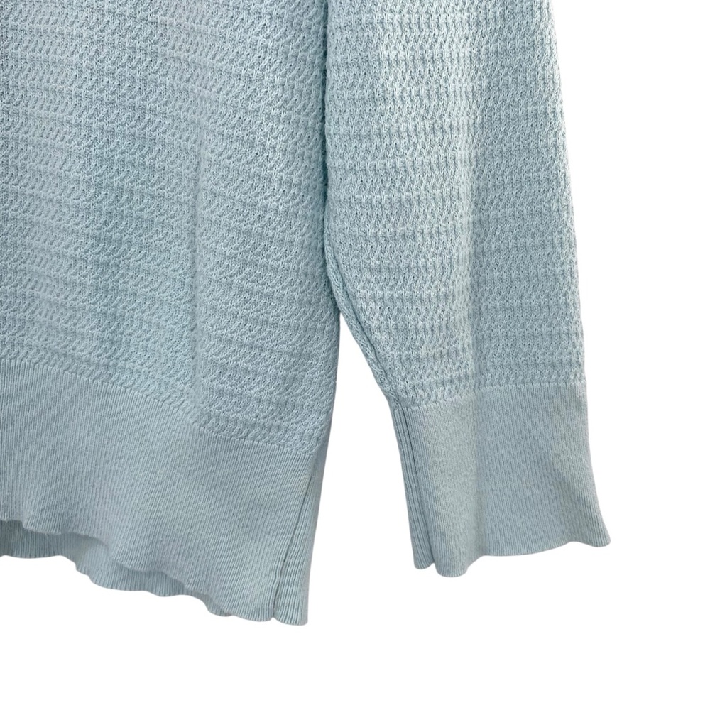 Loft Blue Green Knit V-Neck Lightweight Cotton Sweater - Picture 2 of 8